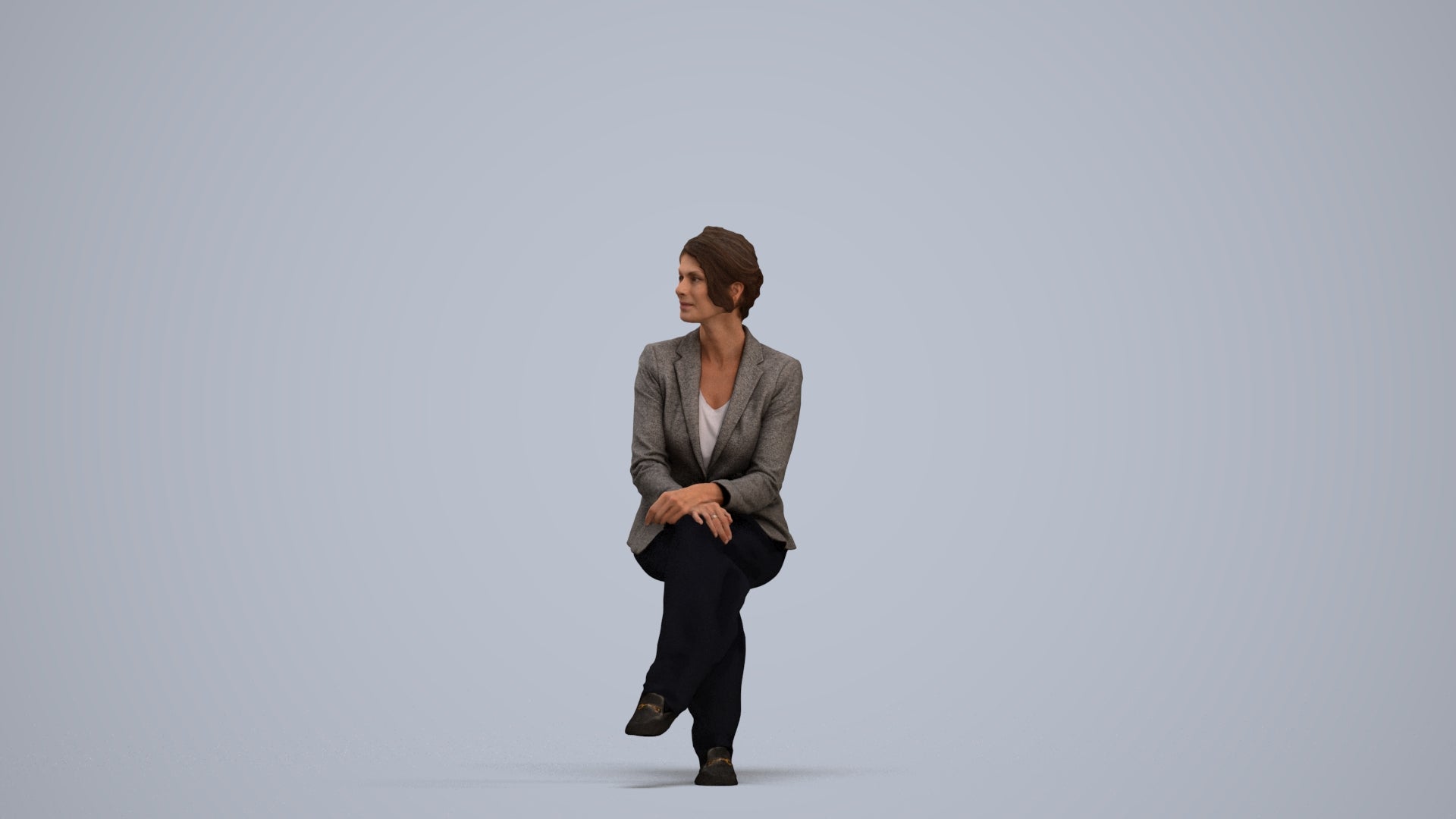 photogrammetry 3D woman business, realistic human model archviz FBX, standing pose render