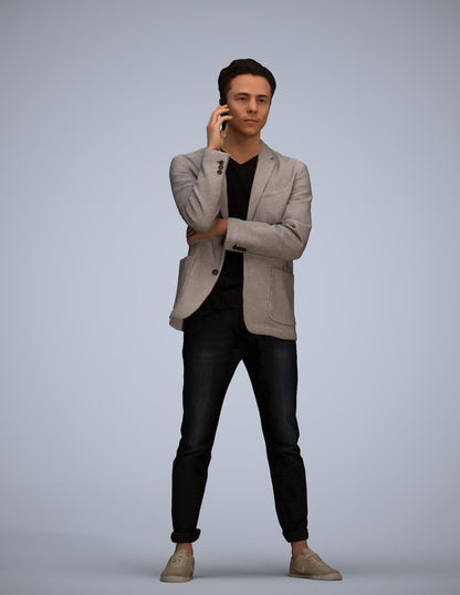 photogrammetry 3D man business standing, realistic human model archviz FBX