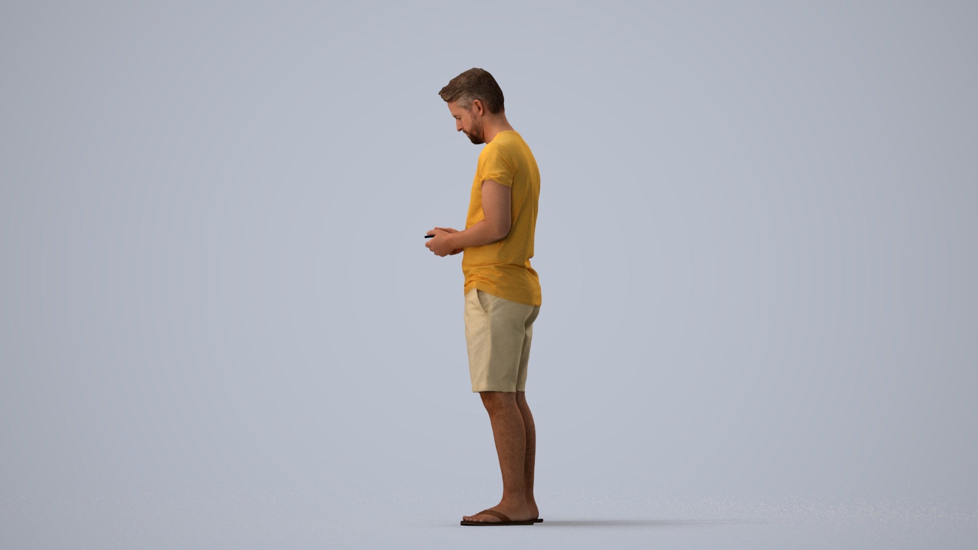 realistic 3D human man standing, archviz people FBX OBJ for Blender, three-quarter view render