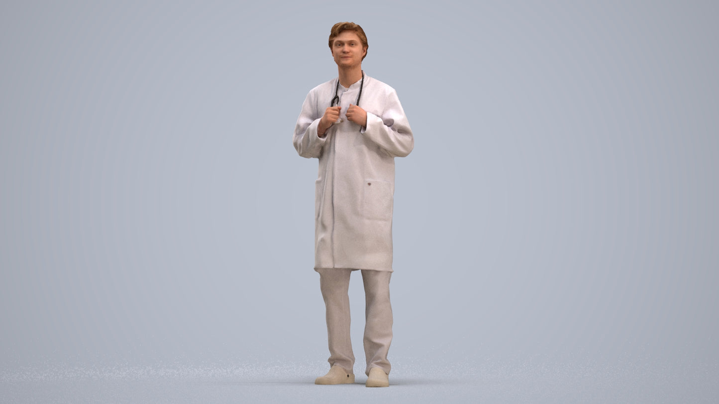 realistic 3D people man medical, render-ready for V-Ray and Corona, FBX OBJ, standing pose render