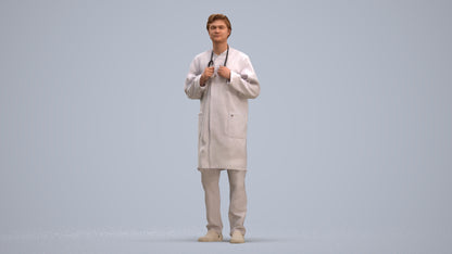 realistic 3D people man medical, render-ready for V-Ray and Corona, FBX OBJ, standing pose render