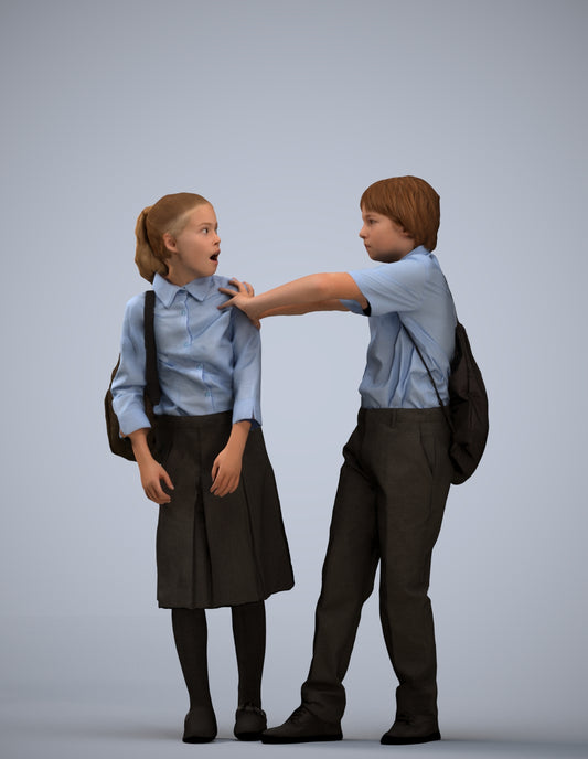 3D human model girl kids, photogrammetry scanned person for archviz