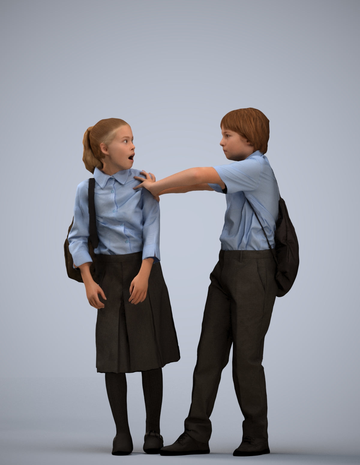 3D human model girl kids, photogrammetry scanned person for archviz