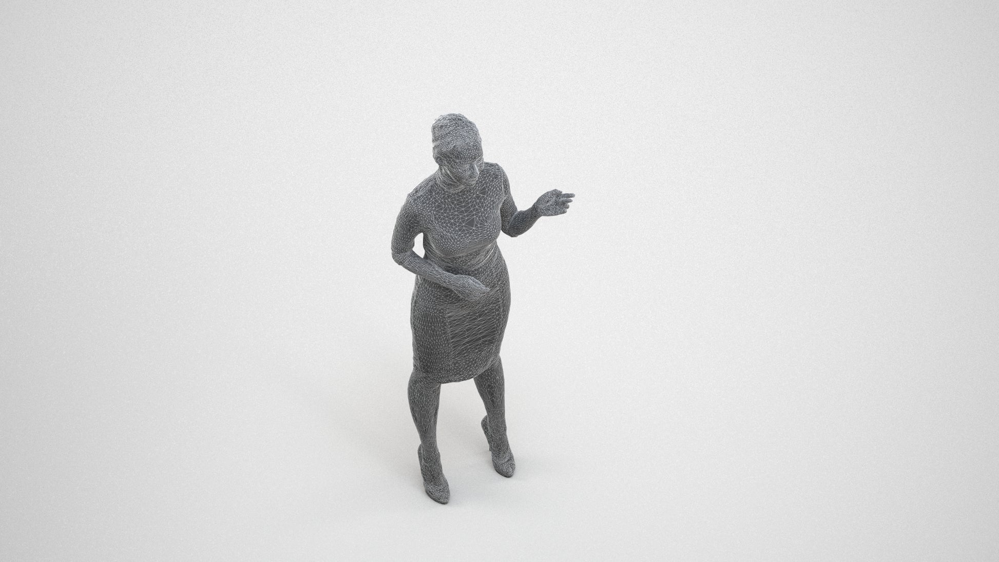 realistic 3D woman business, scanned archviz people for Blender and 3ds Max, wireframe three-quarter view