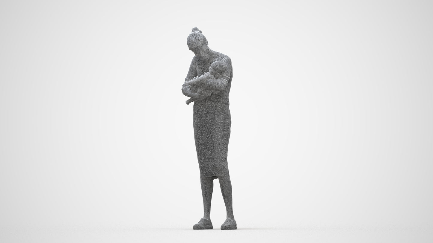 3D human model girl casual kids, photogrammetry scanned person for archviz, wireframe back view