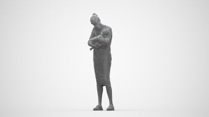 3D human model girl casual kids, photogrammetry scanned person for archviz, wireframe back view