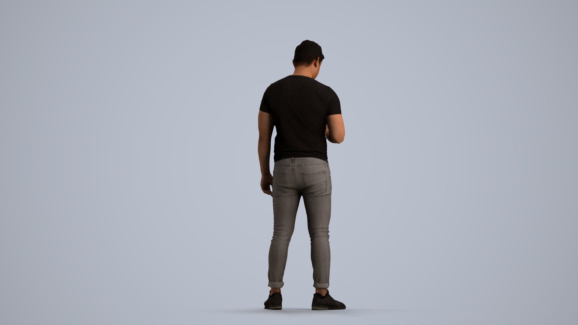 photogrammetry 3D man casual standing, realistic human model archviz FBX, front view render