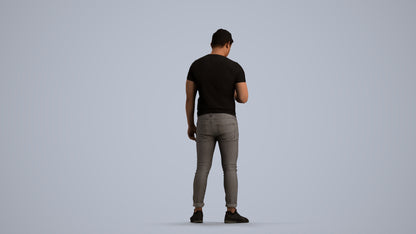photogrammetry 3D man casual standing, realistic human model archviz FBX, front view render