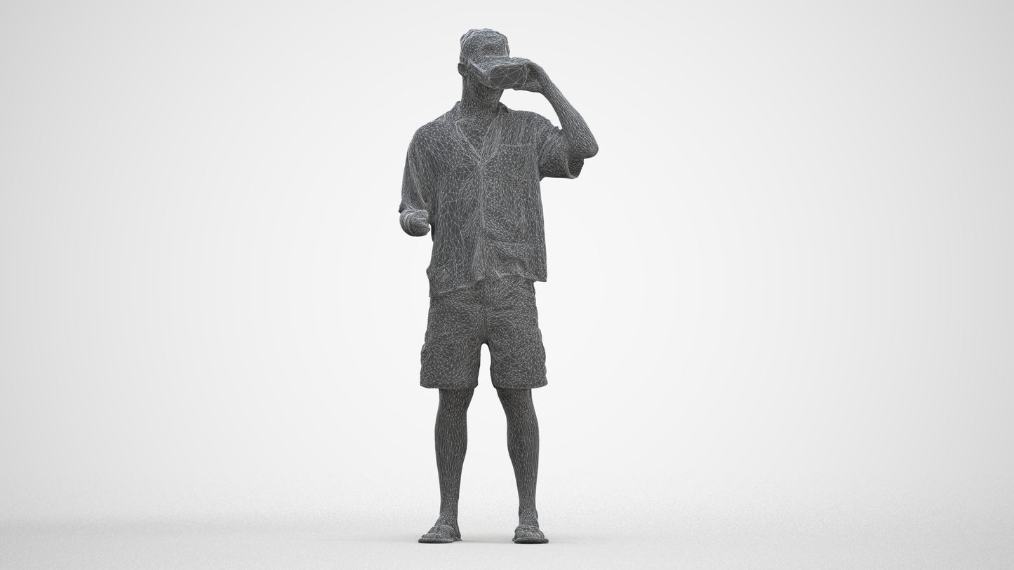 scanned 3D man casual standing, photogrammetry people for Enscape and V-Ray, three-quarter front view render