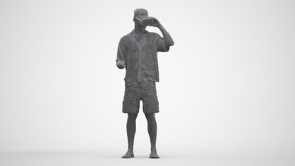 scanned 3D man casual standing, photogrammetry people for Enscape and V-Ray, three-quarter front view render