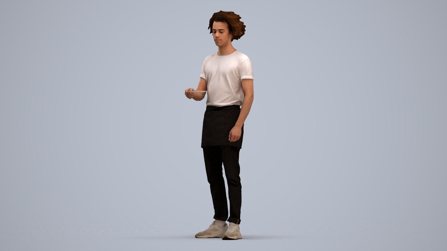 realistic 3D human man door, archviz people FBX OBJ for Blender, standing pose render