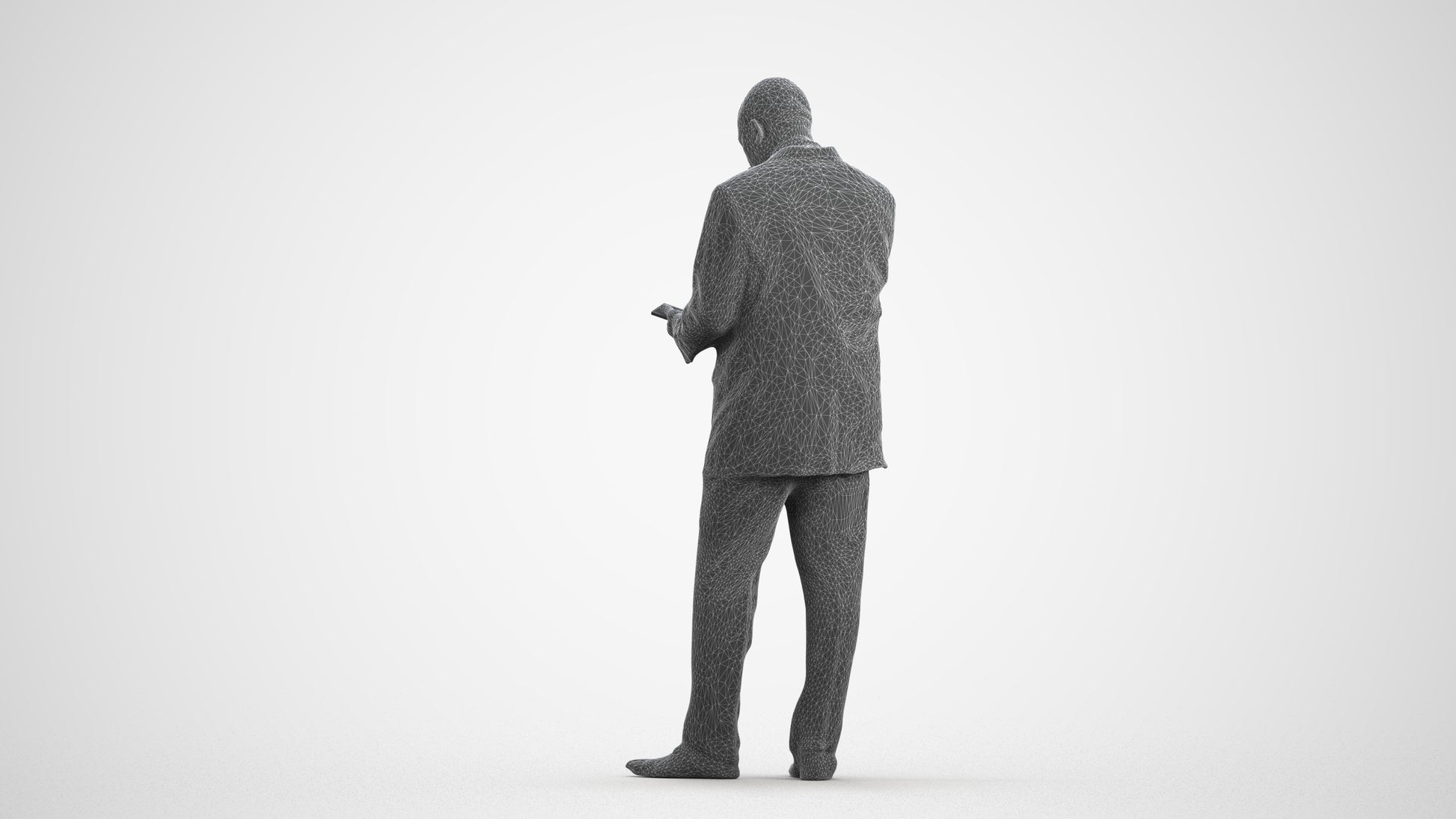 photogrammetry 3D man business, realistic human model archviz FBX, wireframe front view