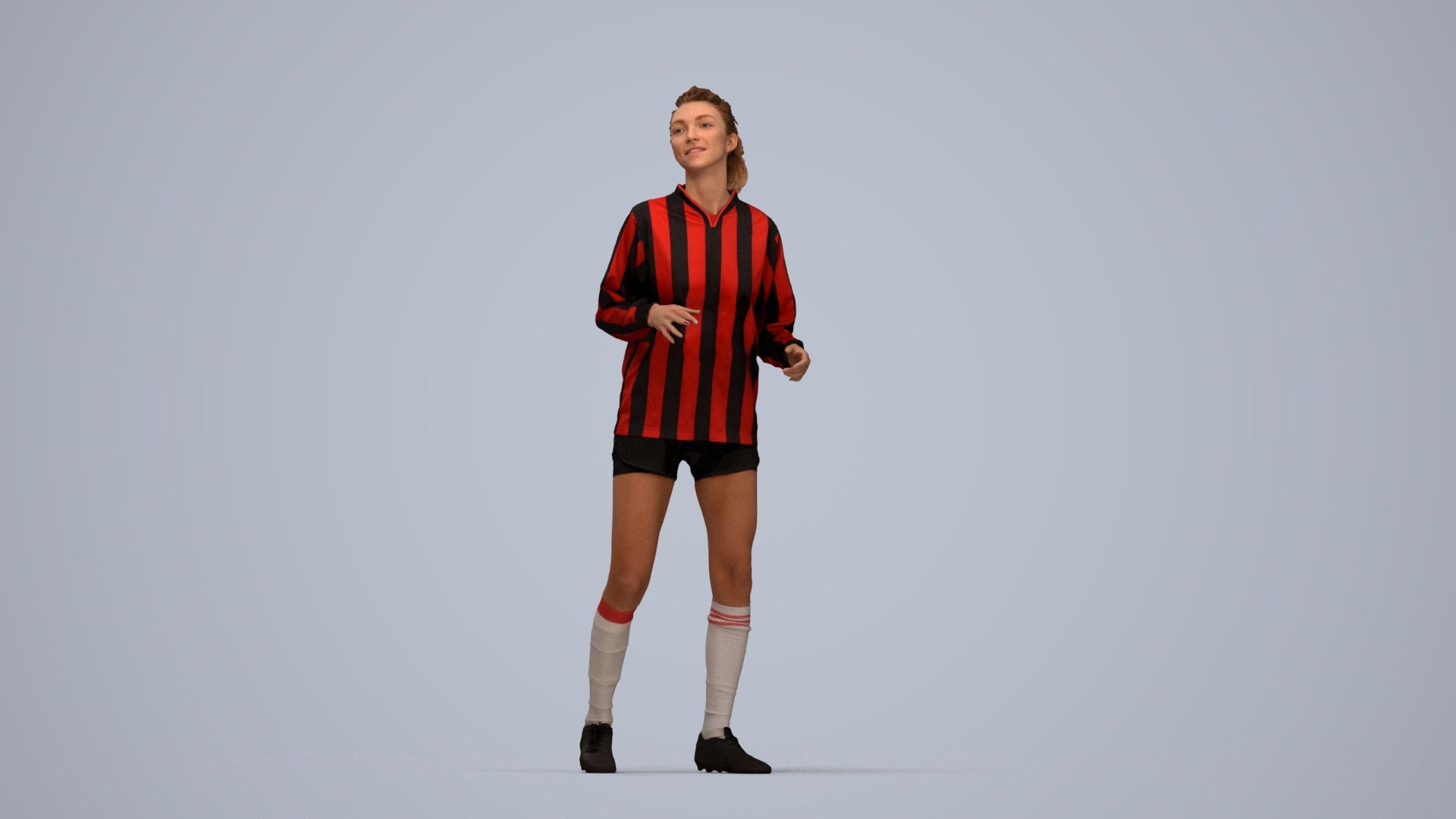 realistic 3D human woman sport, archviz people FBX OBJ for Blender, top-down view render