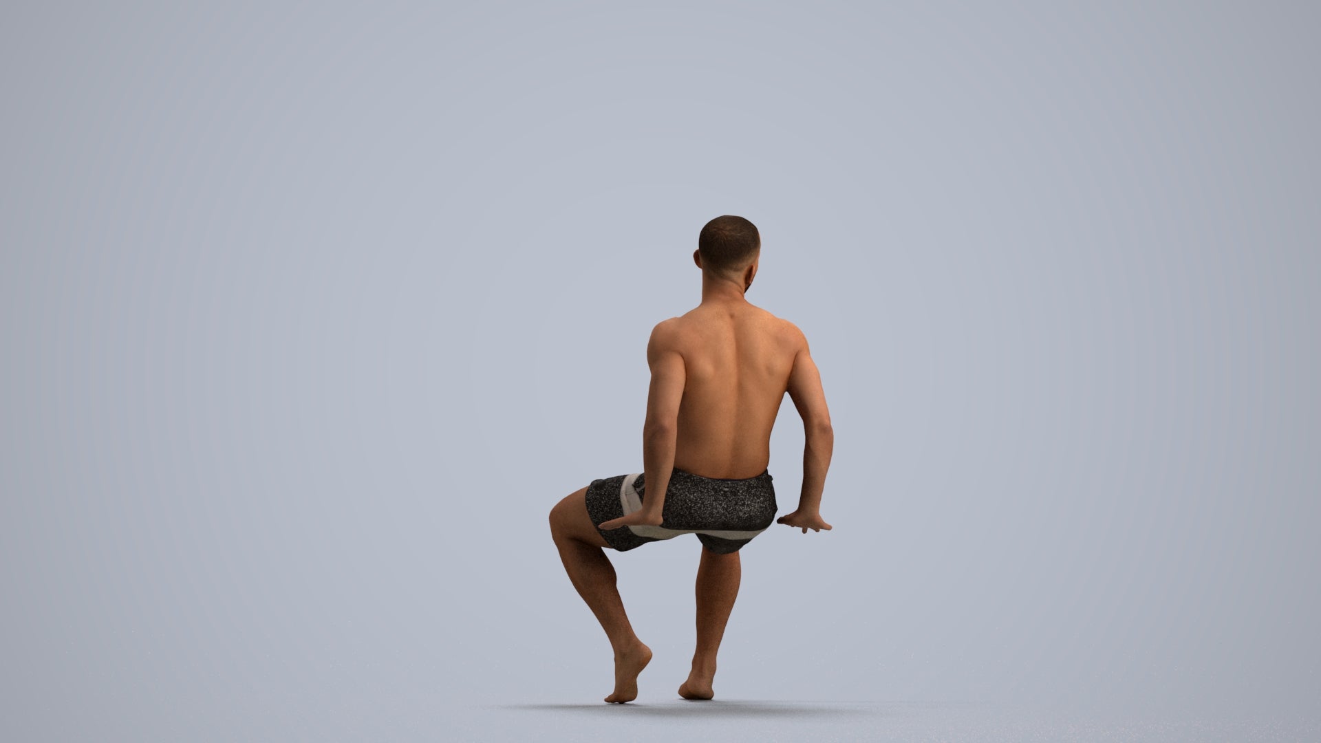 3D people model man pool, scanned human for 3ds Max rendering, front view render