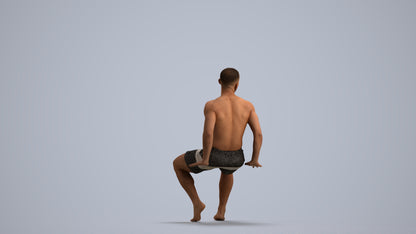 3D people model man pool, scanned human for 3ds Max rendering, front view render