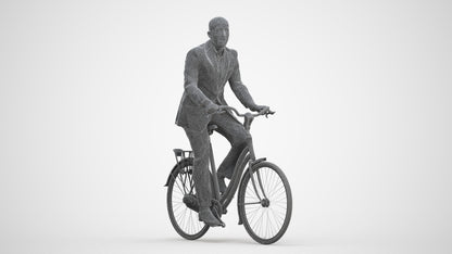 3D people model man business cycling, scanned human for 3ds Max rendering, three-quarter front view render