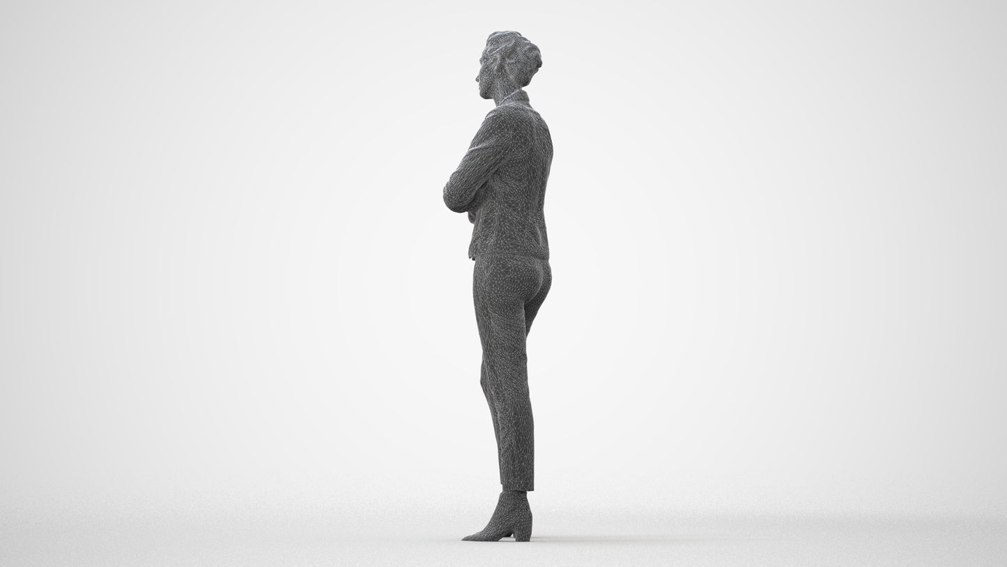 3D human model woman business, photogrammetry scanned person for archviz, square thumbnail