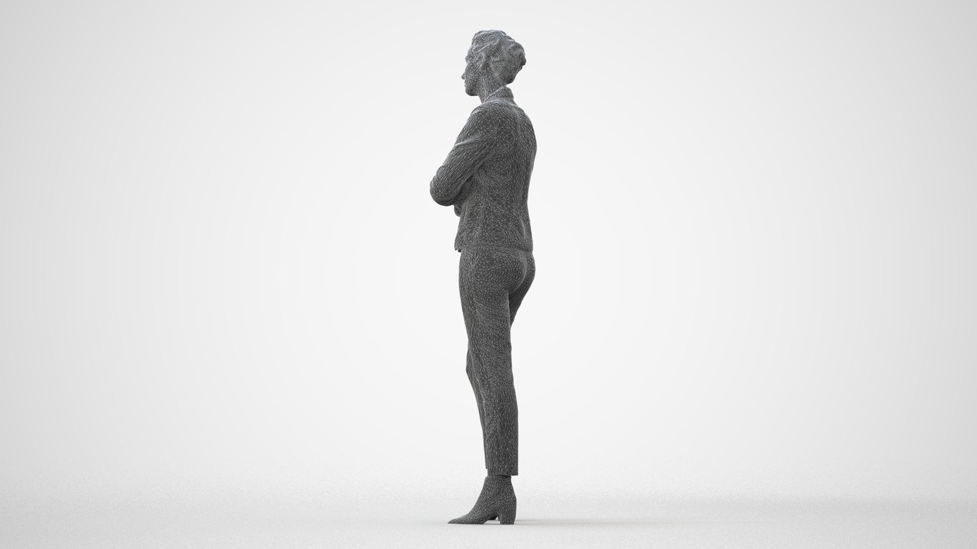 3D human model woman business, photogrammetry scanned person for archviz, square thumbnail