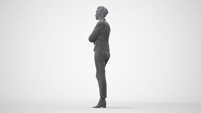 3D human model woman business, photogrammetry scanned person for archviz, square thumbnail