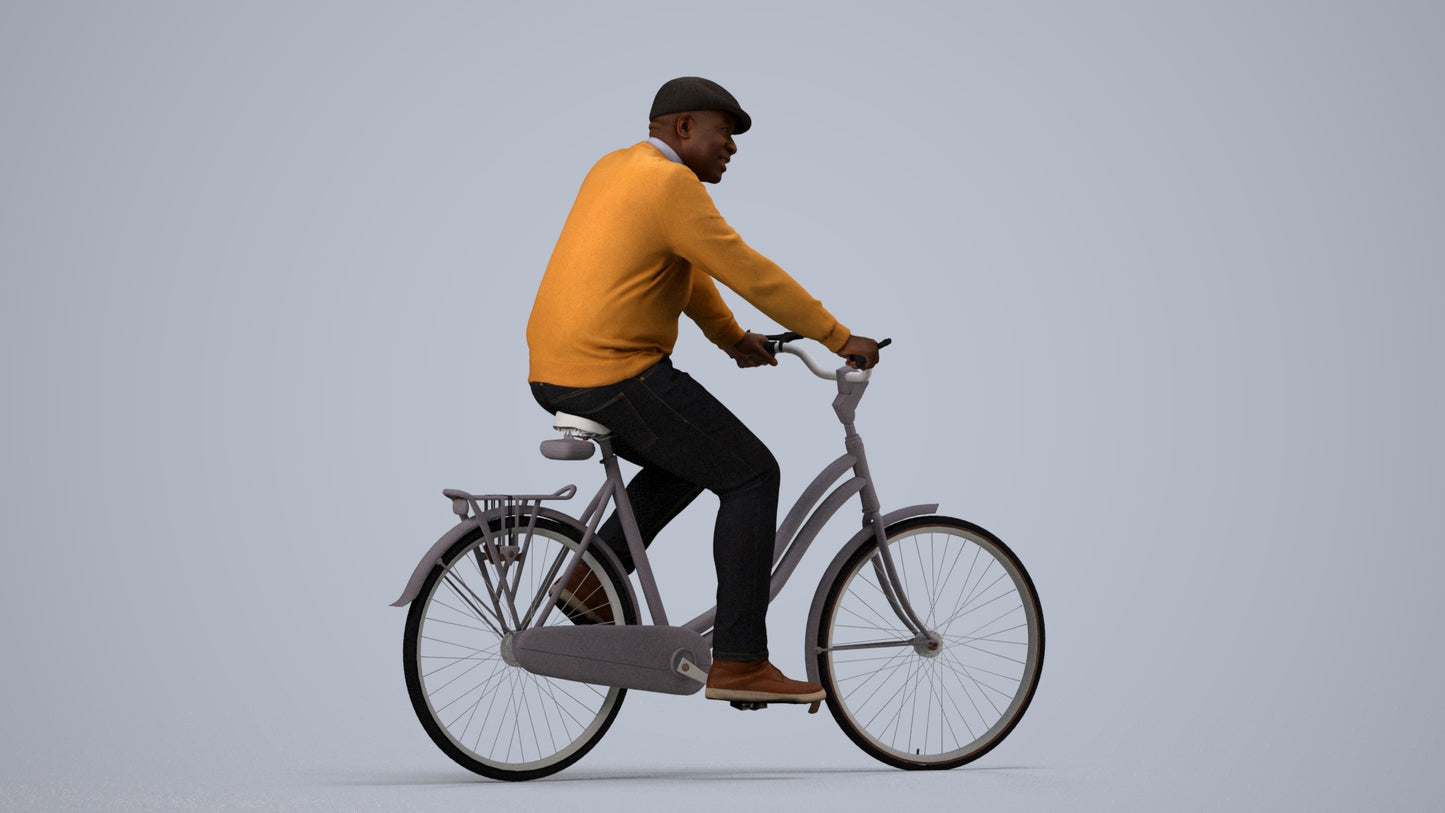 realistic 3D people man casual cycling, render-ready for V-Ray and Corona, FBX OBJ, side view render