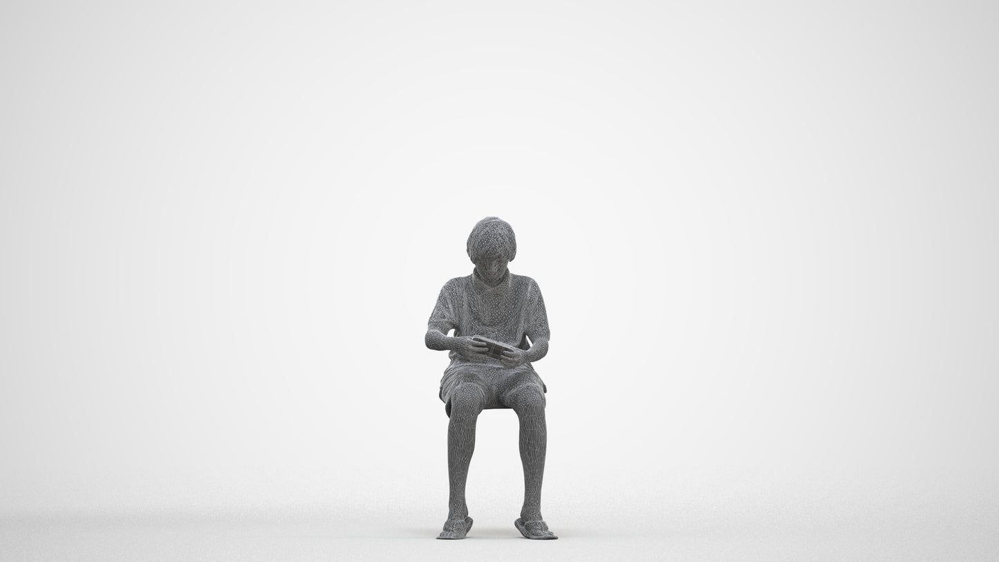 photogrammetry 3D boy kids, realistic human model archviz FBX, three-quarter front view render