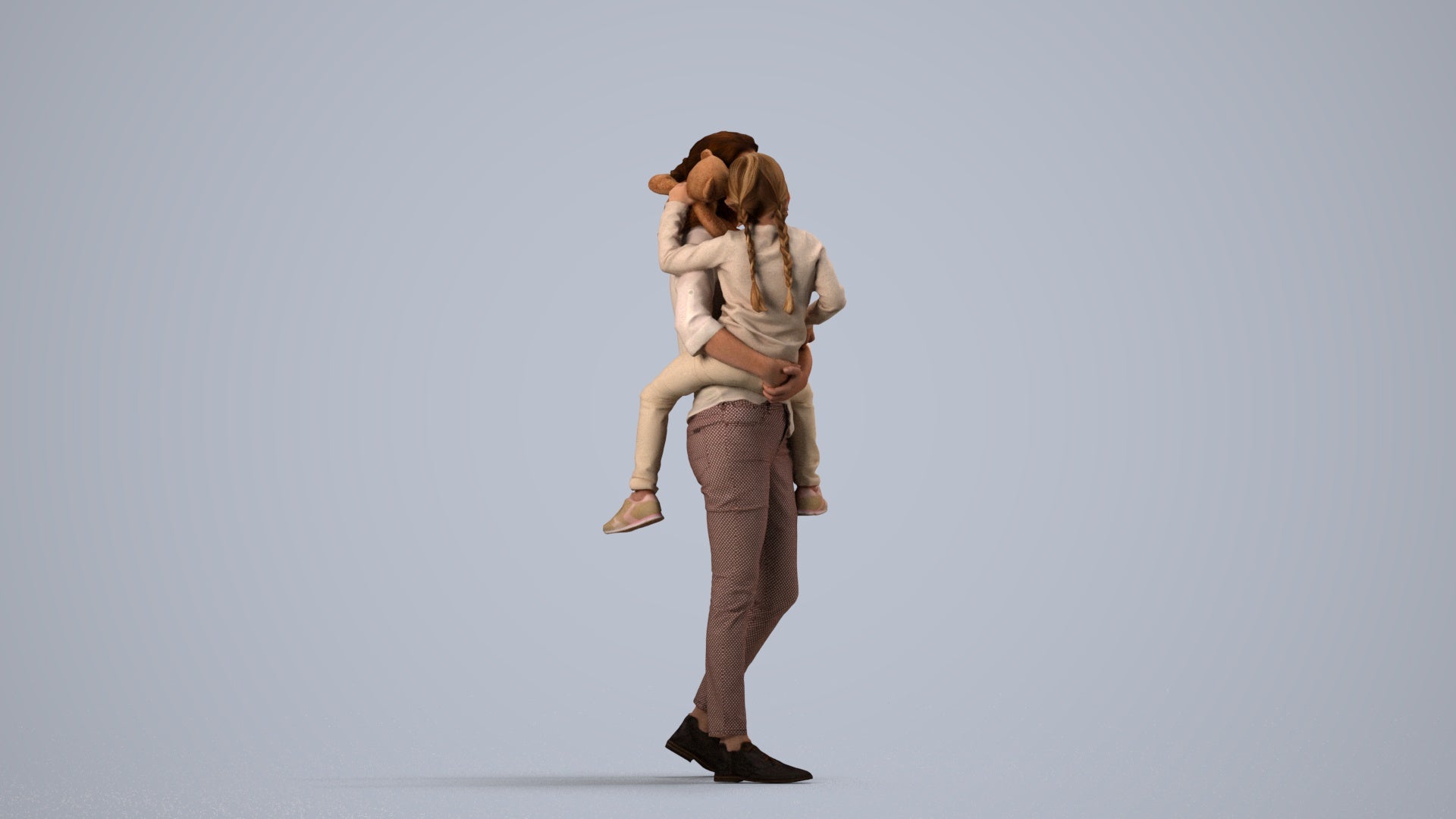 realistic 3D people girl casual kids, render-ready for V-Ray and Corona, FBX OBJ, side view render