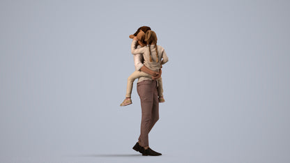 realistic 3D people girl casual kids, render-ready for V-Ray and Corona, FBX OBJ, side view render