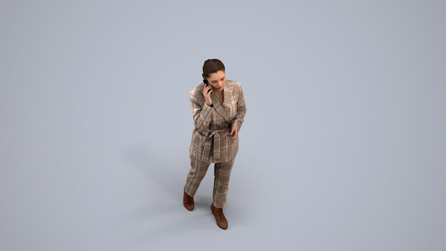 3D scanned woman business, photorealistic archviz people for Enscape and SketchUp, back view render