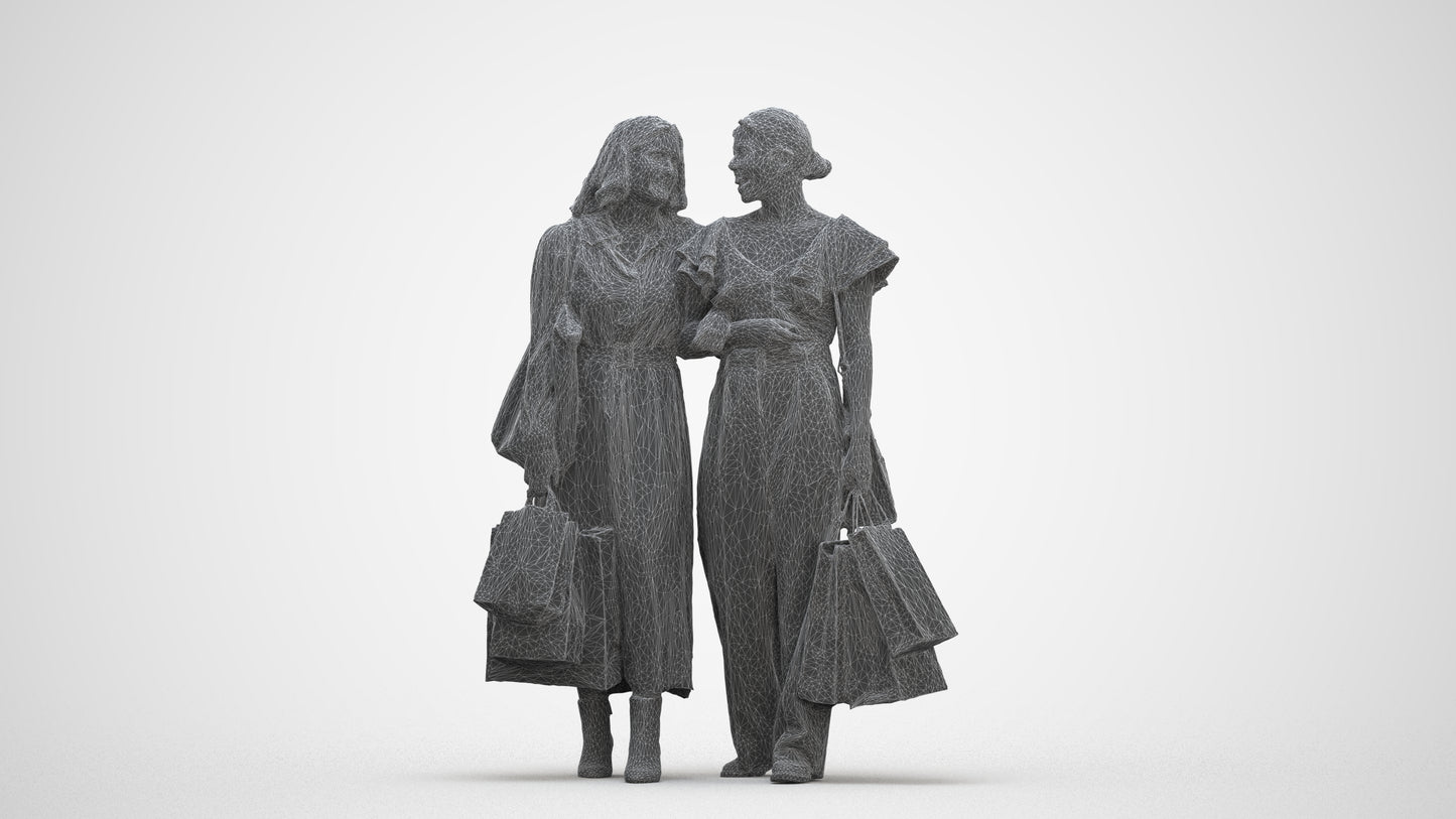 3D people model woman business mix, scanned human for 3ds Max rendering, three-quarter front view render