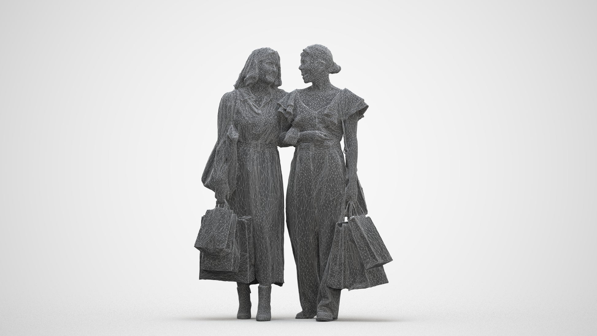 3D people model woman business mix, scanned human for 3ds Max rendering, three-quarter front view render