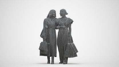 3D people model woman business mix, scanned human for 3ds Max rendering, three-quarter front view render