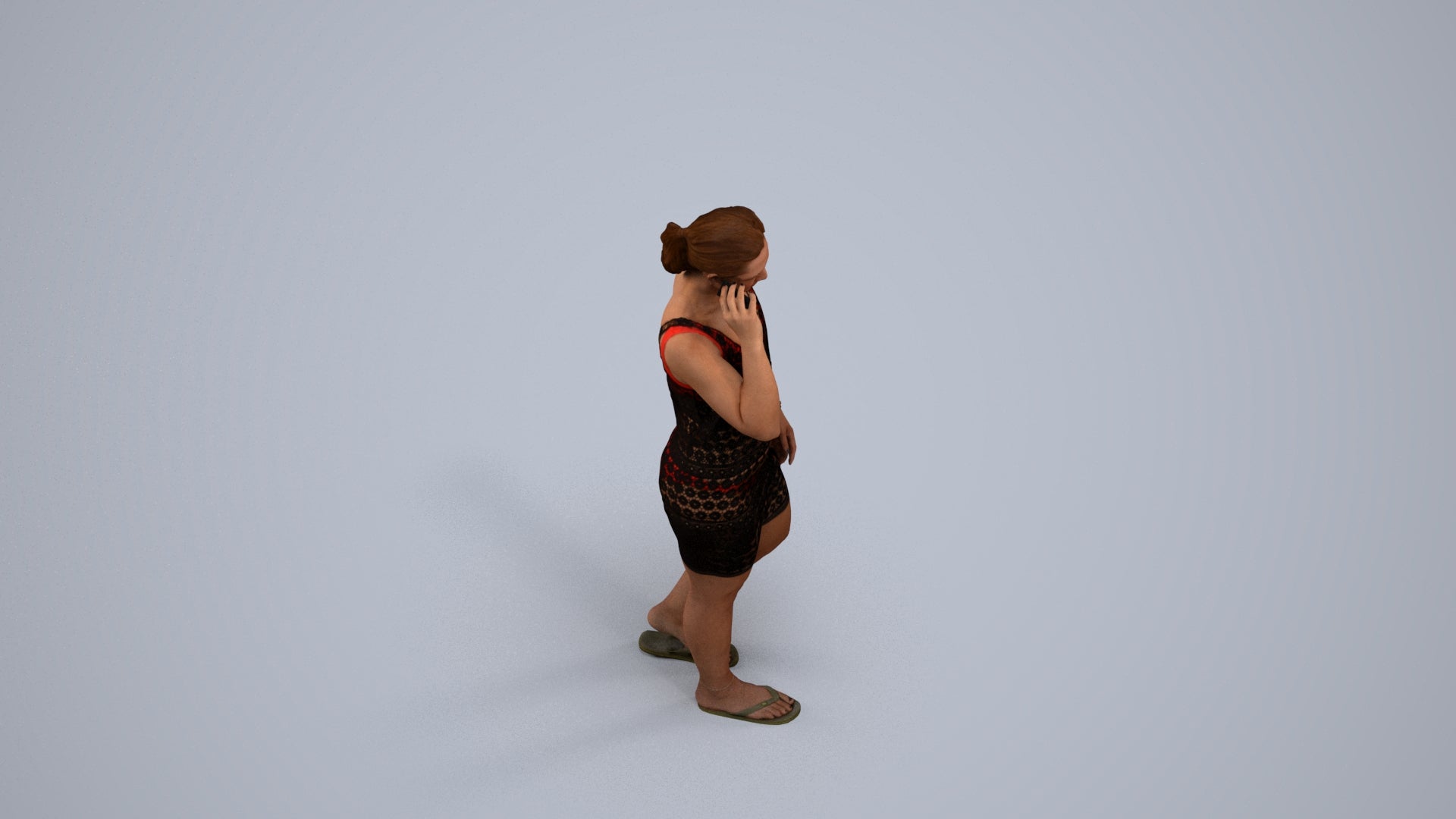 3D people model woman pool, scanned human for 3ds Max rendering, back view render