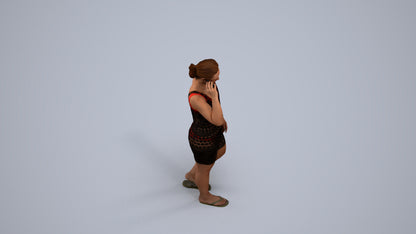 3D people model woman pool, scanned human for 3ds Max rendering, back view render