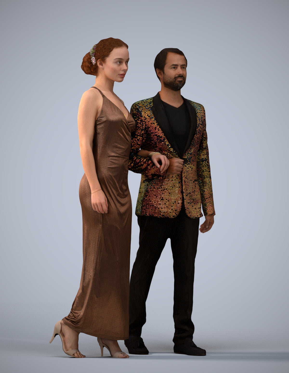 3D scanned woman couple formal, photorealistic archviz people for Enscape and SketchUp