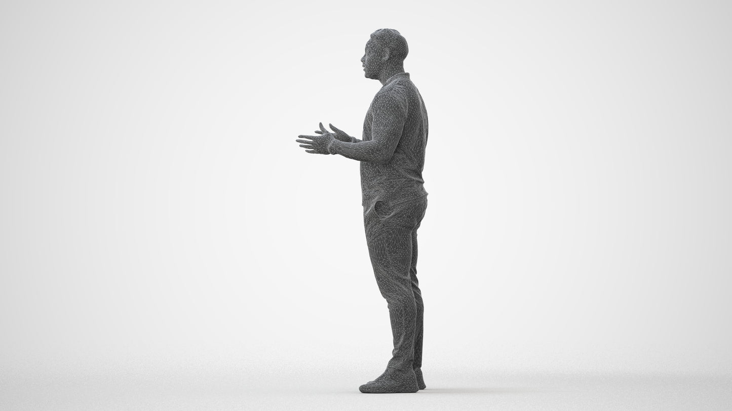 3D scanned man standing casual, photorealistic archviz people for Enscape and SketchUp, square thumbnail