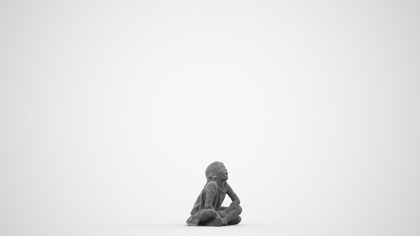 3D people model girl casual kids, scanned human for 3ds Max rendering, wireframe side view