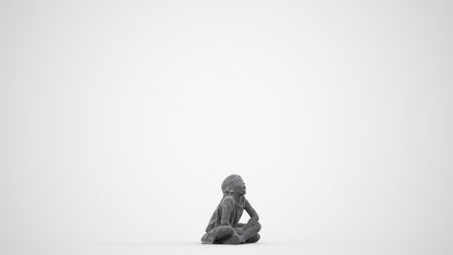 3D people model girl casual kids, scanned human for 3ds Max rendering, wireframe side view