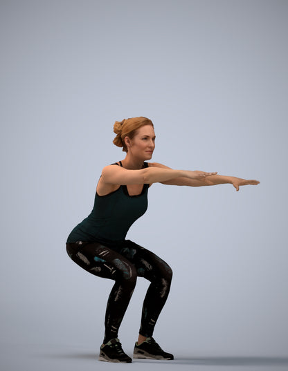 3D human model woman sport, photogrammetry scanned person for archviz