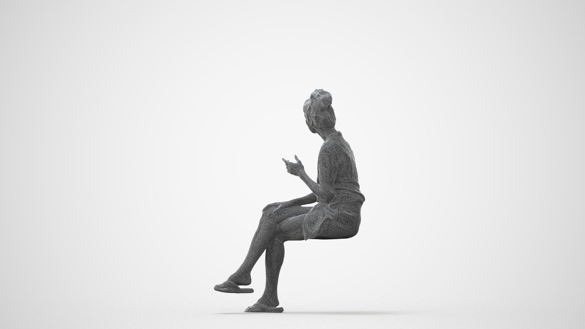 realistic 3D human woman business sitting, archviz people FBX OBJ for Blender, square thumbnail