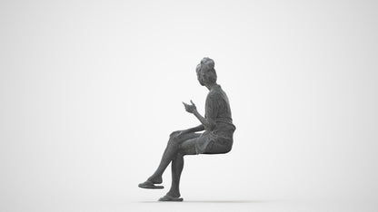 realistic 3D human woman business sitting, archviz people FBX OBJ for Blender, square thumbnail