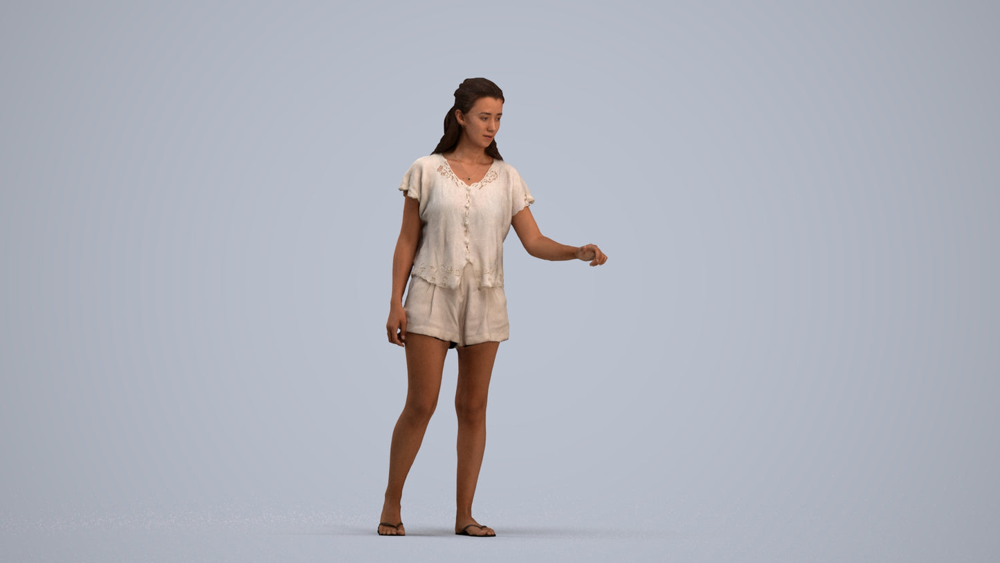 photogrammetry 3D woman casual door, realistic human model archviz FBX, standing pose render