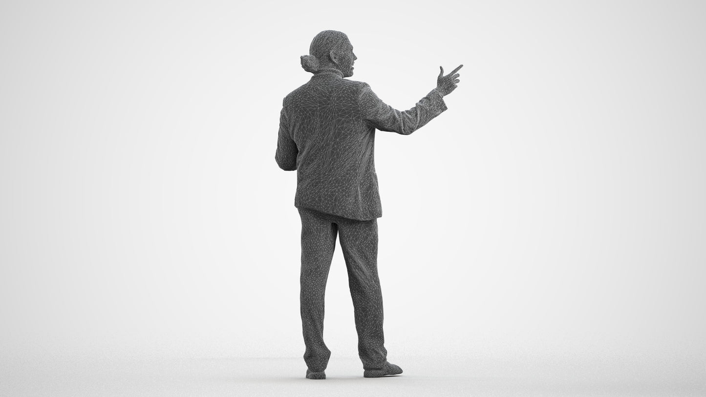 realistic 3D human man business, archviz people FBX OBJ for Blender, wireframe front view