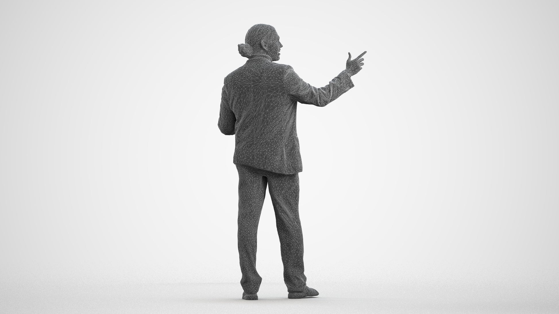 realistic 3D human man business, archviz people FBX OBJ for Blender, wireframe front view
