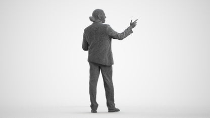 realistic 3D human man business, archviz people FBX OBJ for Blender, wireframe front view