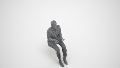 3D human model woman business, photogrammetry scanned person for archviz, wireframe three-quarter view