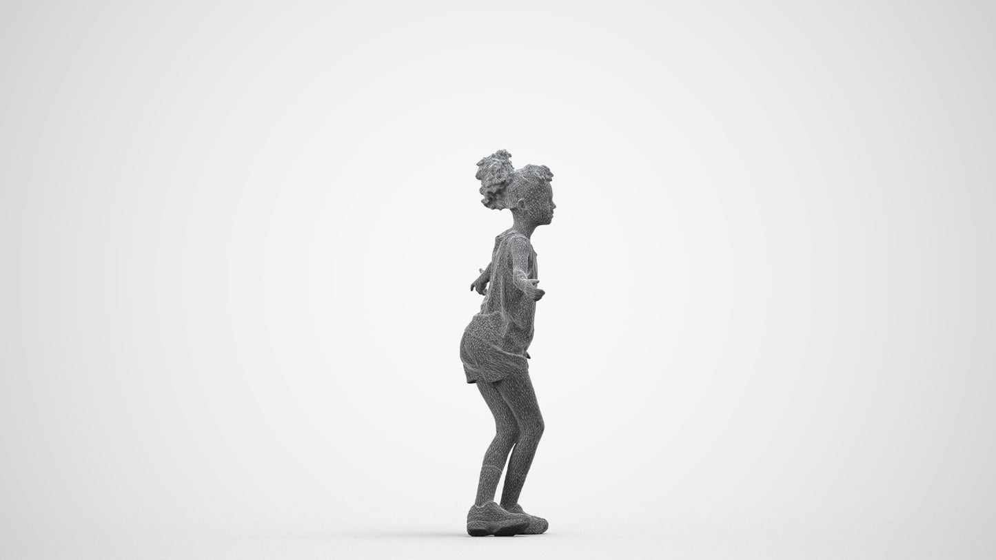 realistic 3D people girl sport kids, render-ready for V-Ray and Corona, FBX OBJ, wireframe side view