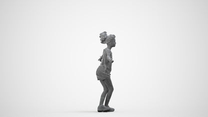 realistic 3D people girl sport kids, render-ready for V-Ray and Corona, FBX OBJ, wireframe side view