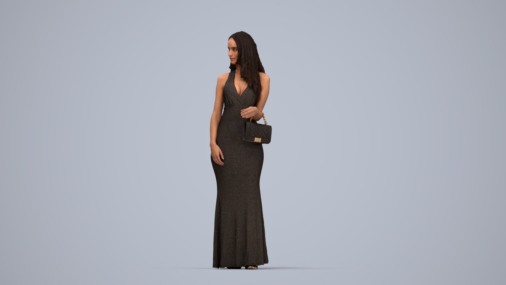 scanned 3D woman formal formalaffairs, photogrammetry people for Enscape and V-Ray, top-down view render