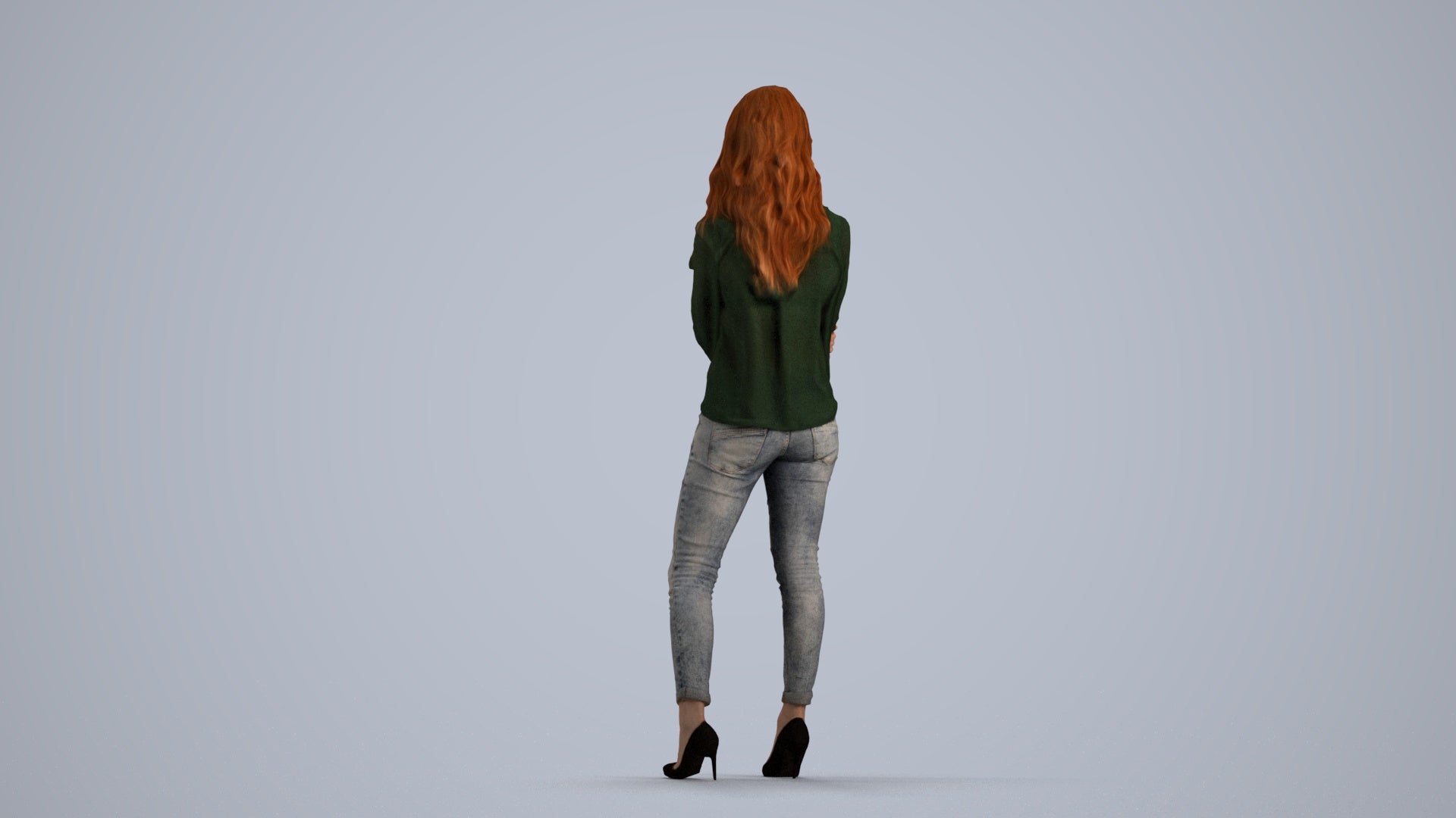 photogrammetry 3D woman casual standing, realistic human model archviz FBX, front view render