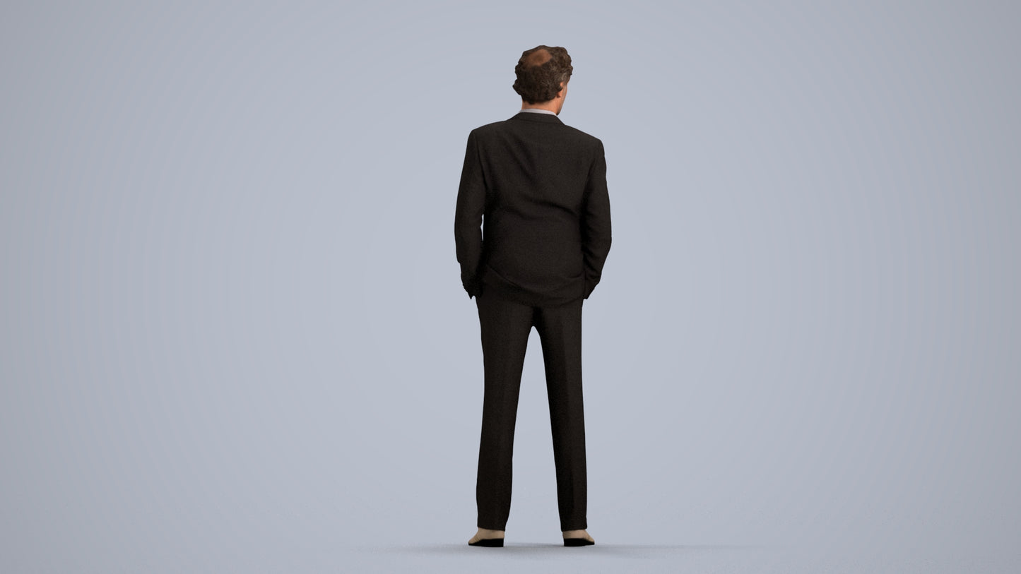 3D scanned man business, photorealistic archviz people for Enscape and SketchUp, front view render